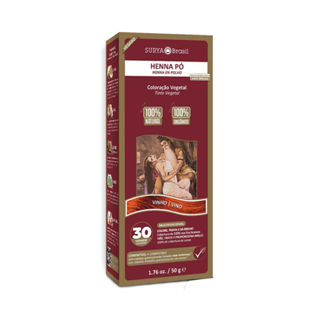 Henna Surya Pó 100% Natural Cor Vinho 50g em Oferta na Shopee