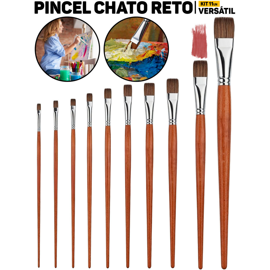 Kit Profissional 11 Pincéis Tigre 141 P/ Pintura Decorativa Tela Artesanato MDF em Oferta na Shopee