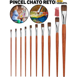 Kit Profissional 11 Pincéis Tigre 141 P/ Pintura Decorativa Tela Artesanato MDF