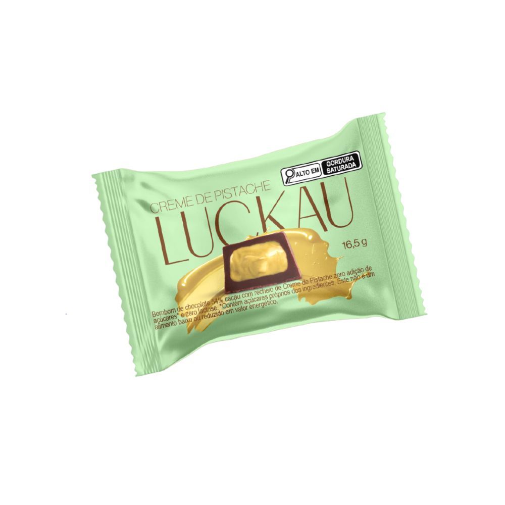 Bombom Luckau 54% Cacau com Creme de Pistache Zero Açúcar 16,5G em Oferta na Shopee