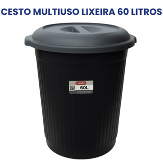 Cesto Lixeira 60 Litros Multiuso Plástico Roupa Suja Lavanderia em Oferta na Shopee