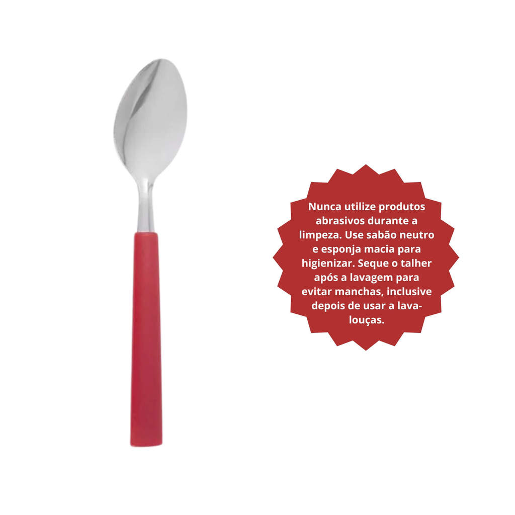 COMP Kit 6 Colheres de Mesa Aço Inoxidável Cabo em Polipropileno Vermelho Linha Riviera - Brinox