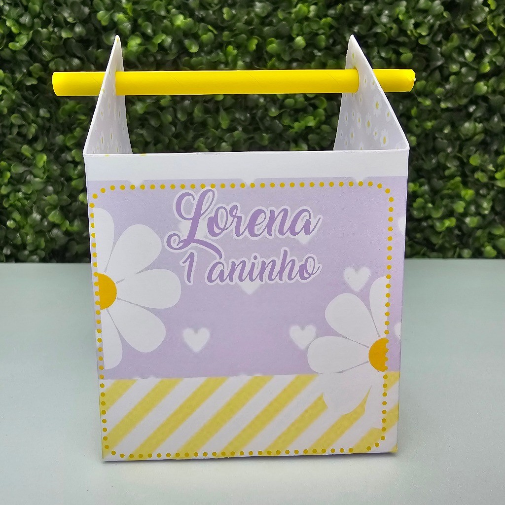 Caixa Canudo MARGARIDAS LILÁS ROXA - Personalizados - Festa infantil - Aniversário - Lembrancinha