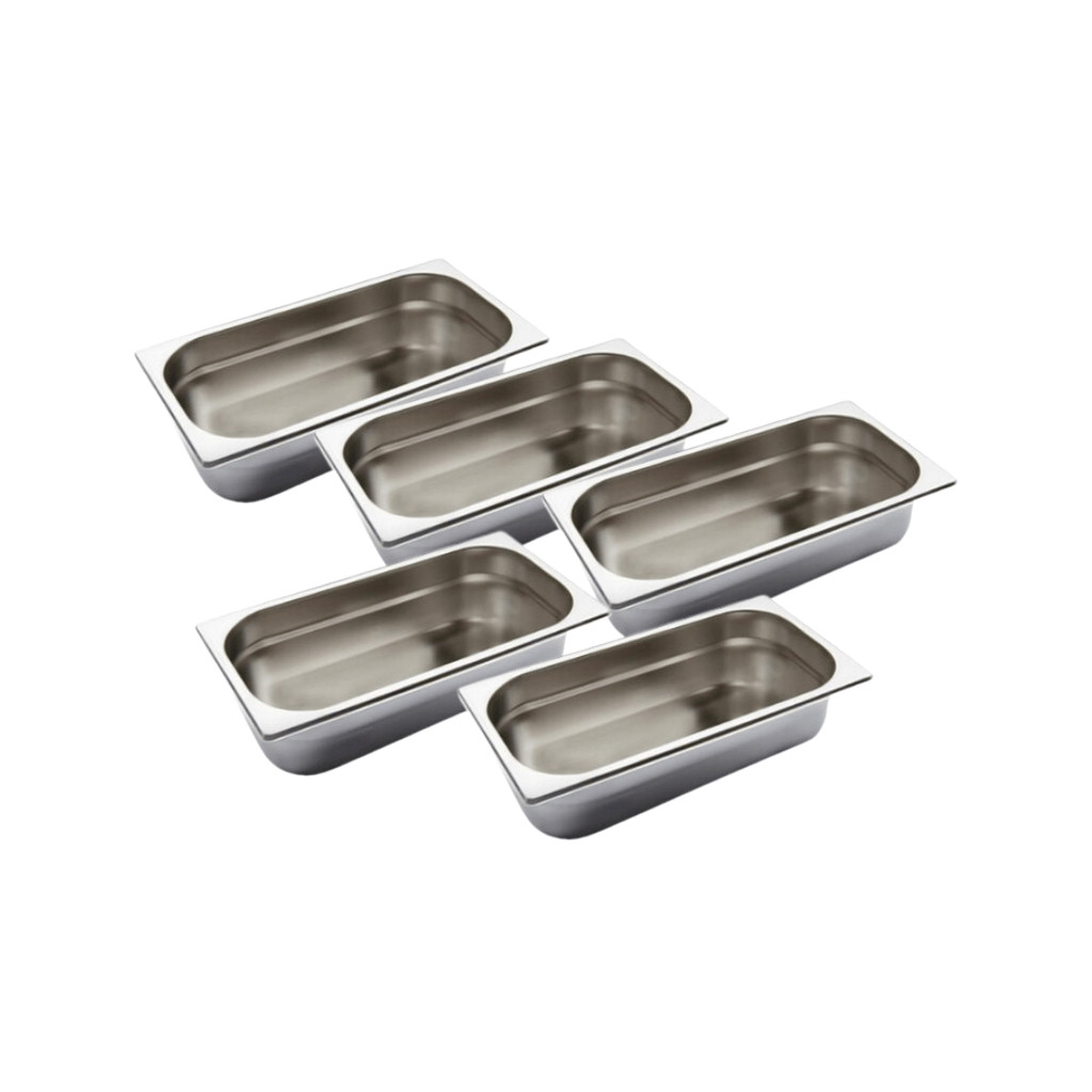 KIT 5 CUBA SEM ALCA INOX 1/3 GN 65 PARA BUFFET