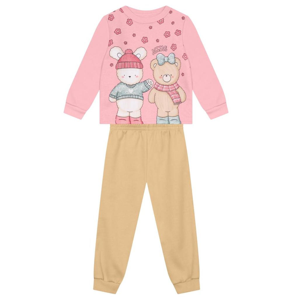 Conjunto infantil menina de ursinhos com glitter Brandili
