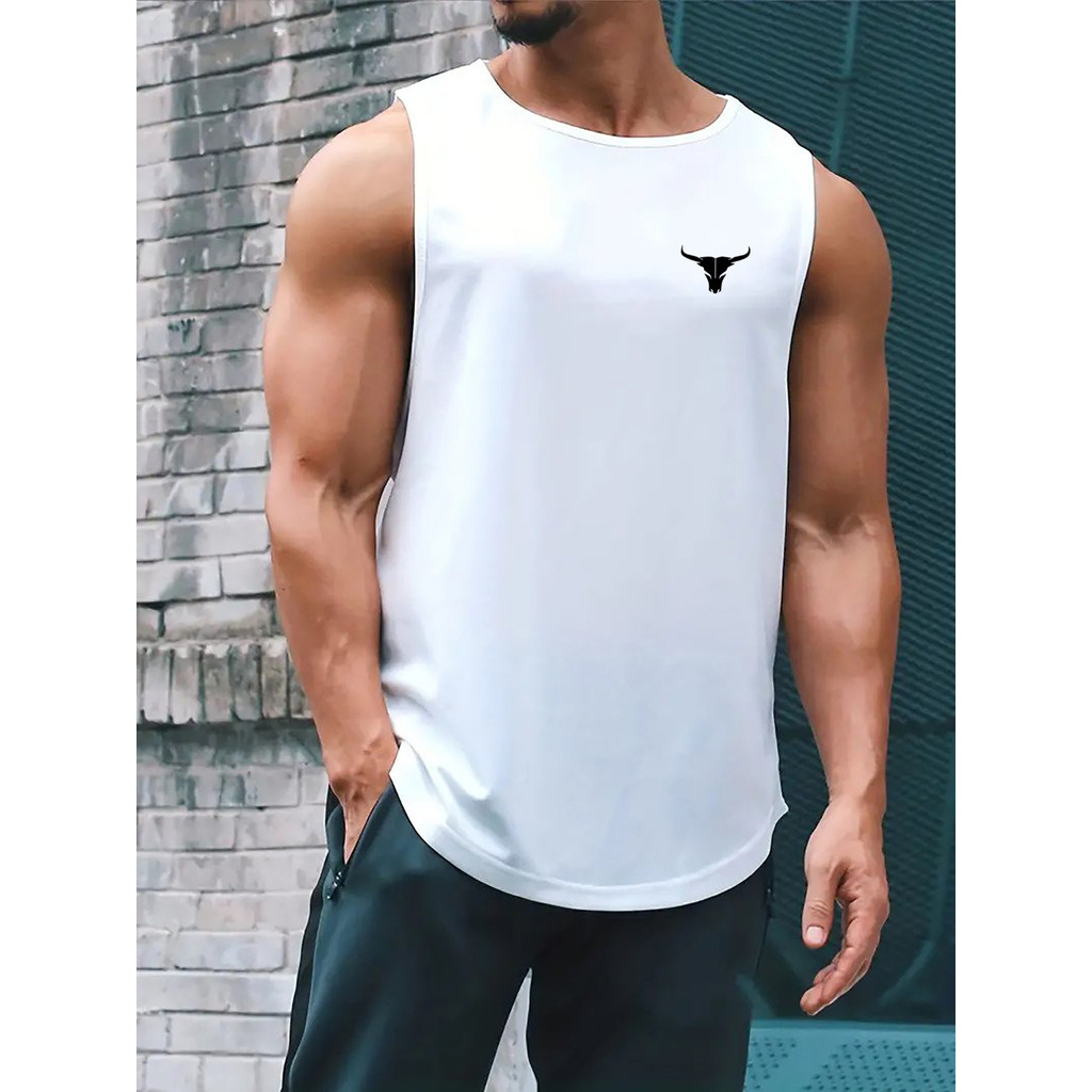 Regata Masculina Casual Estampada Camiseta Masculina Academia 100% Algodão Confortável e Esportiva