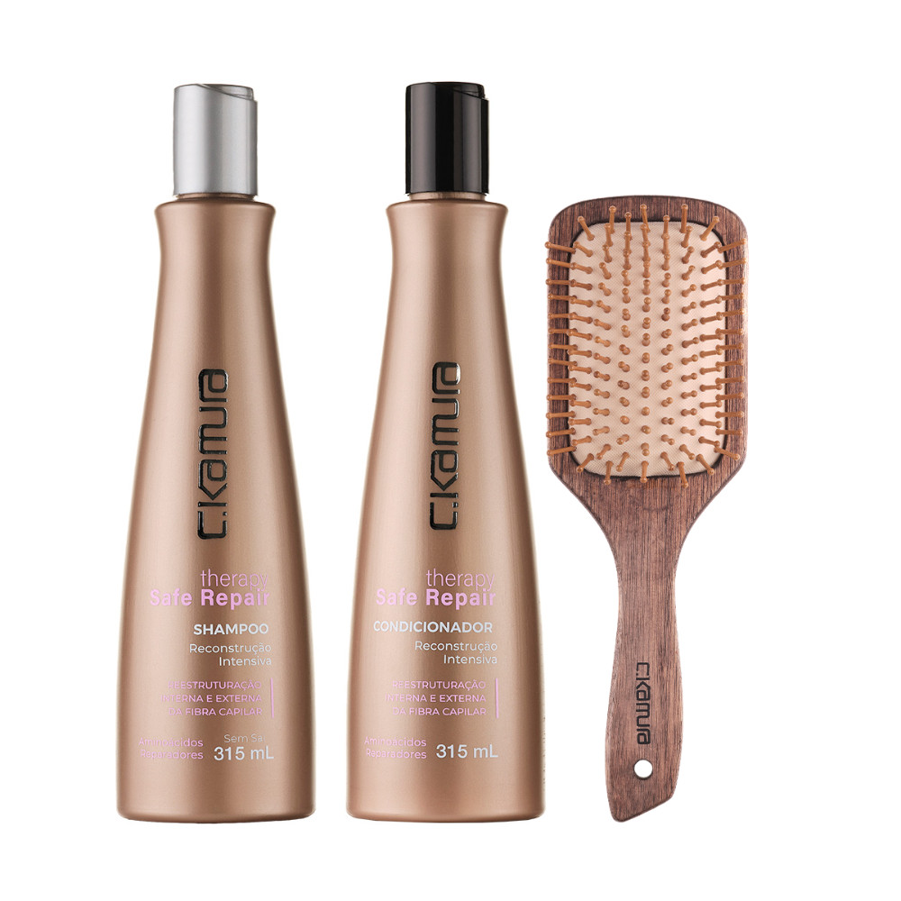 Kit C.Kamura Safe Repair com Shampoo, Condicionador e Escova