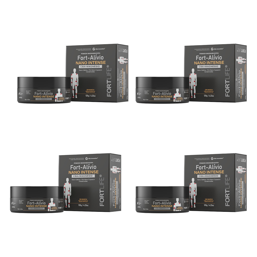 Kit 4 Und Fort-Alívio Nano Intense CBA + Magnésio 120g FortLife