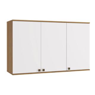 Armário Aéreo Celeste Kappesberg 100% MDF 3 Portas Nogueira/Branco 120cm em Oferta na Shopee