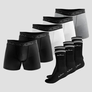 Kit Underwere Confort Stport Alpha Co -  5 Cuecas + 3 Meias em Oferta na Shopee