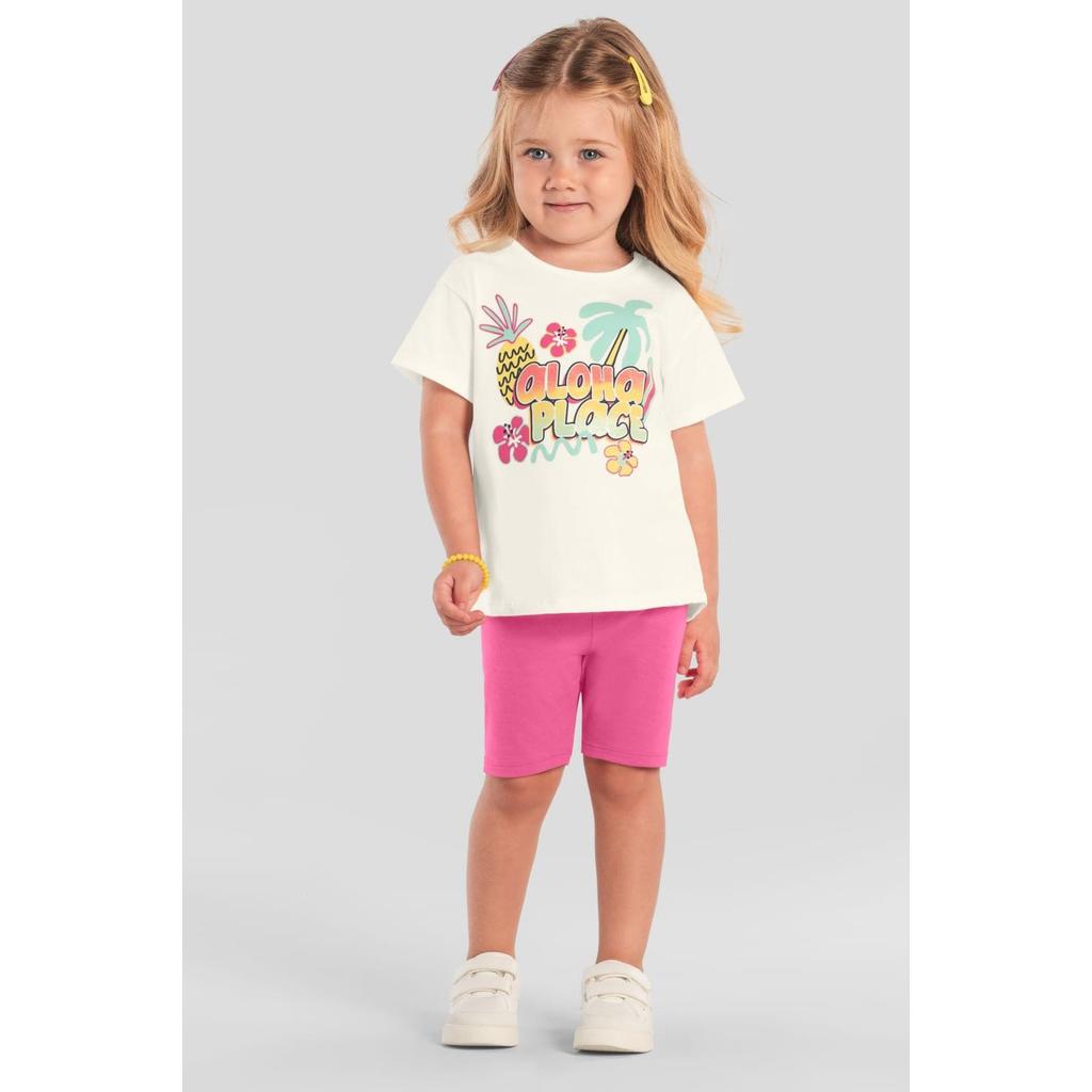 Conjunto infantil menina tropical com glitter Brandili