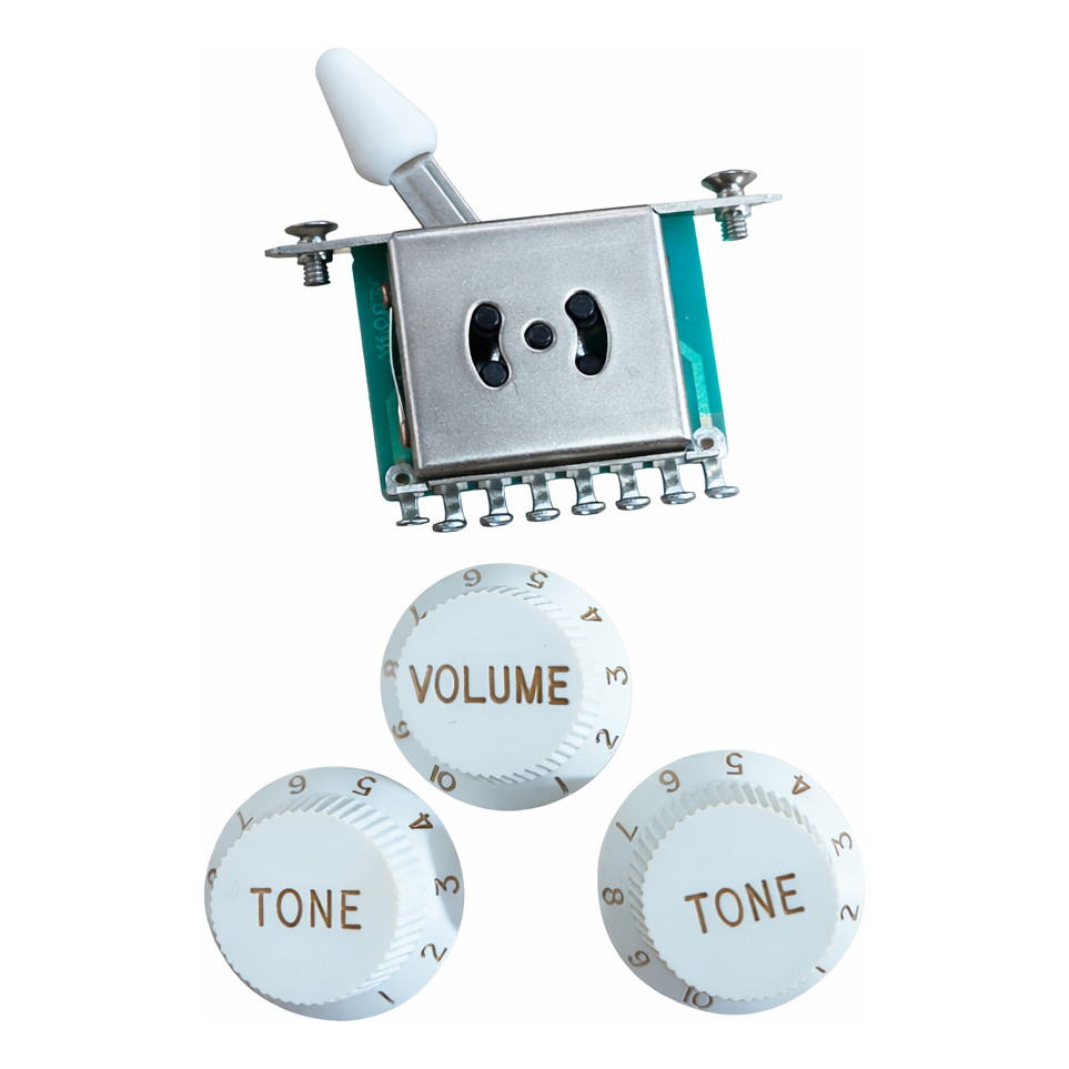 Chave Seletora Strato 5 Posicoes + Knobs 2 Volume, 1 Tone