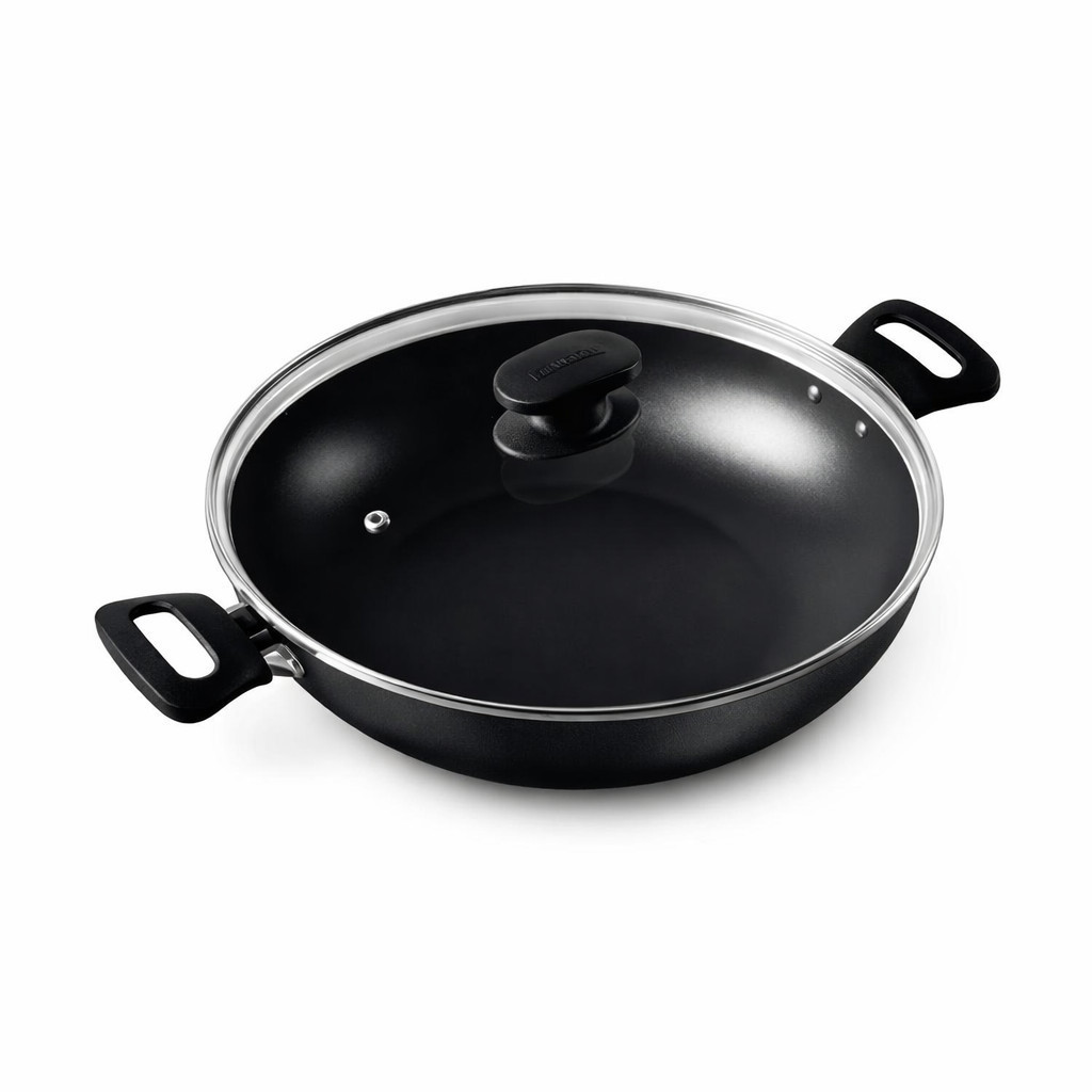 Frigideira Antiaderente Wok 24 cm com Tampa Alta Ideal para Cozinhar