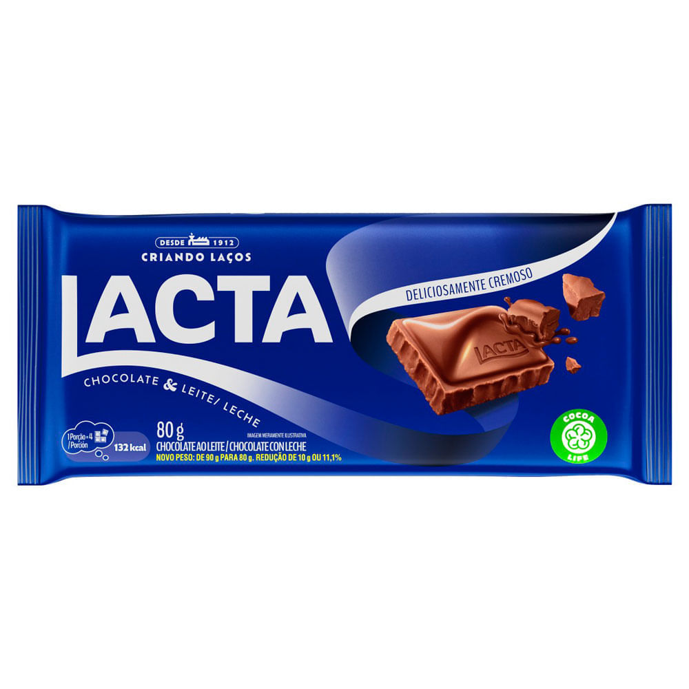 Chocolate Lacta Ao Leite 80g em Oferta na Shopee