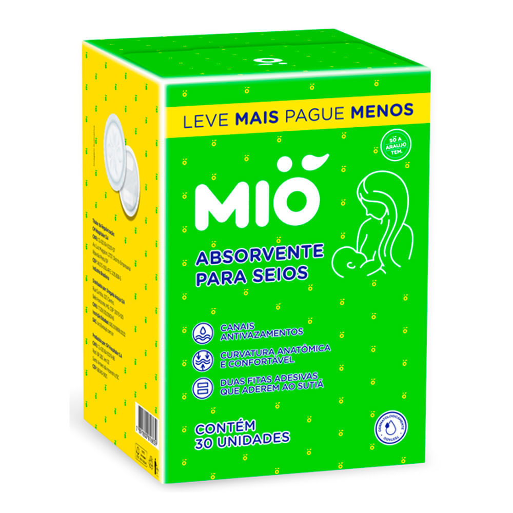 Absorvente Protetor para Seios Mió 30 Unidades Leve mais Por Menos em Oferta na Shopee