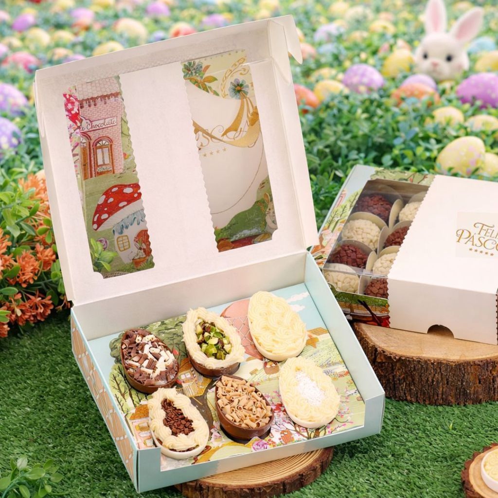 30 CAIXA DEGUSTAÇÃO P/ 6 MINI OVOS 50G OU 20 DOCES VILA ENCANTADA 5502 ( PASCOA JANGO 2026 ) em Oferta na Shopee