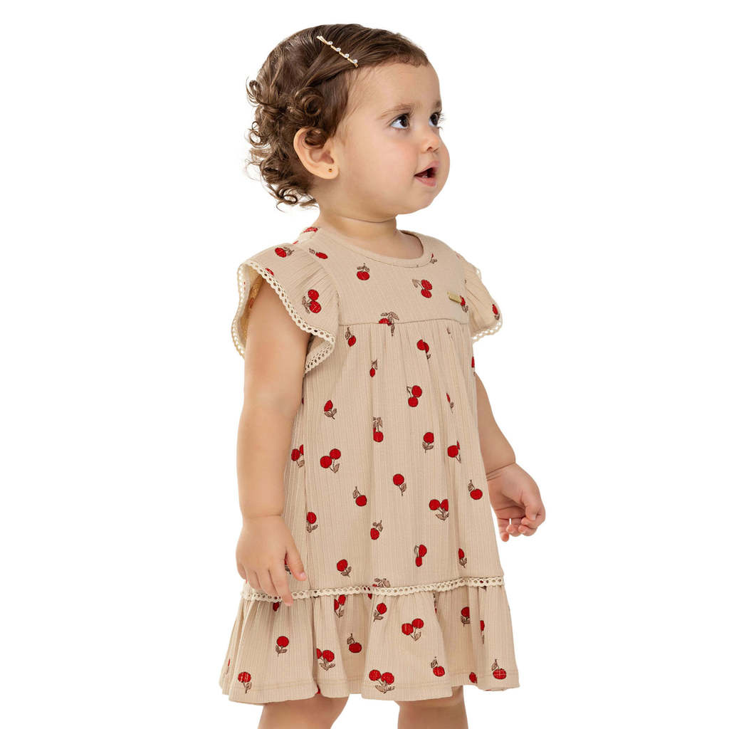 Vestido Bebê Menina Cerejinhas Colorittá Marrom em Oferta na Shopee