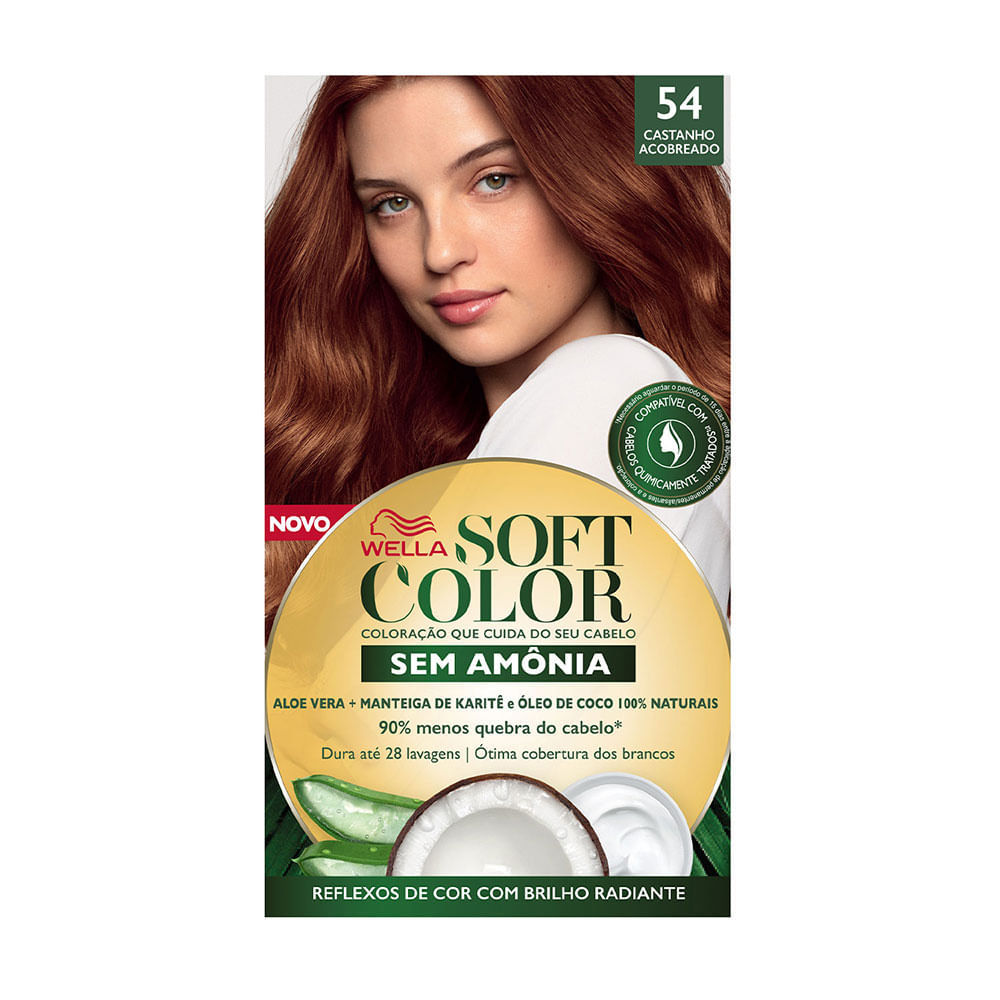 Tintura Soft Color Sem Amônia Castanho Acobreado 54 Kit em Oferta na Shopee