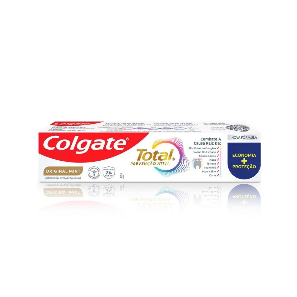 Creme Dental Colgate Total Prevenção Ativa Original Mint 50g em Oferta na Shopee