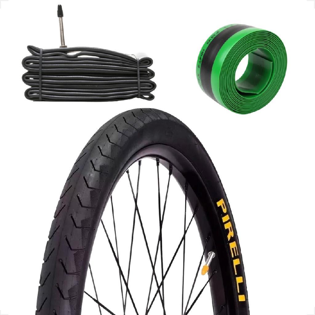 Pneu Bicicleta Pirelli Phantom Street 700x38 Serve Aro 29 + Camara bico fino 48mm + Fita antifuro
