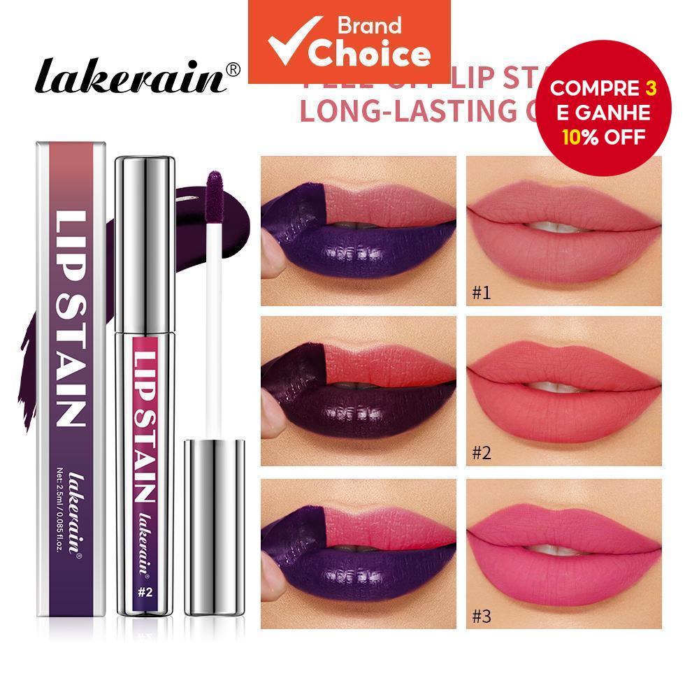  Lakerain Peel Off Lip Stain Tattoo Lipstick – 3 Cores, Longa Duração, À Prova D'água, Aveludado Fosco Rosa Não Pegajoso
