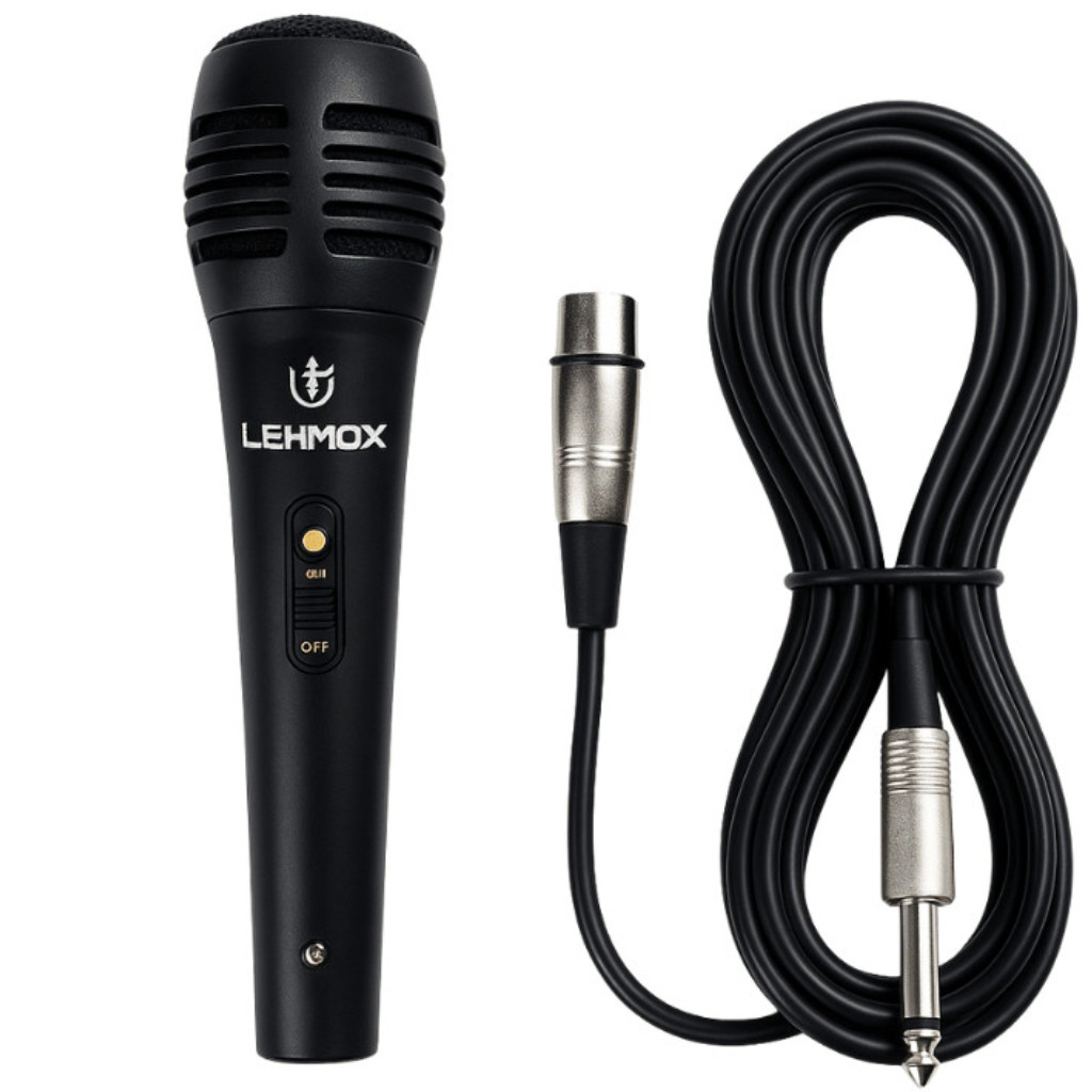 Microfone Dinâmico Profissional Com Fio Caixa Som  Karaokê Com Fio 3M Instrumentos de Igreja Premium