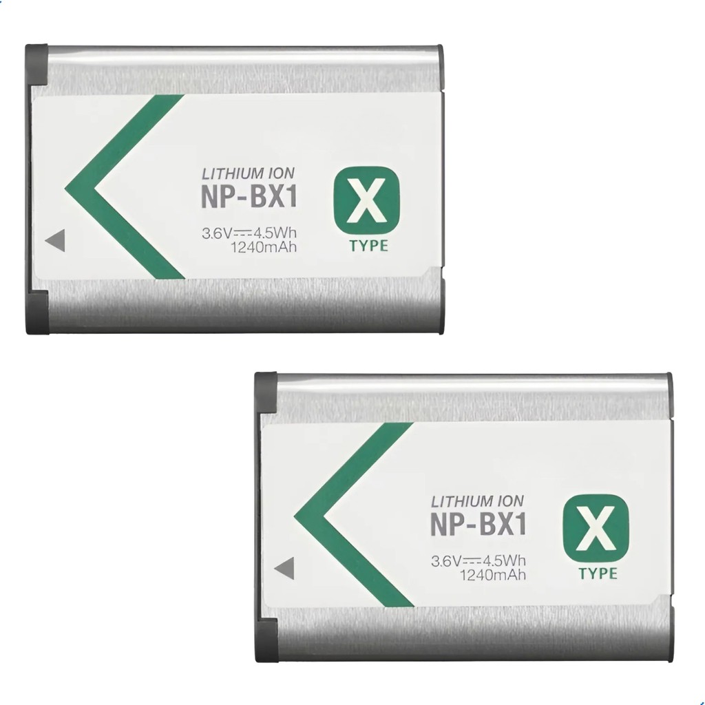 kit 2 Baterias NP-BX1 1240mAh para Câmeras Sony RX100 RX1 HX400 HX90 ZV-1F WX500