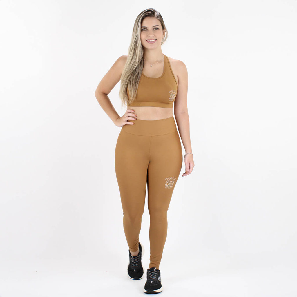 Calça Legging Colcci Sport Perfect Fit Performance 86 Marrom - Feminino