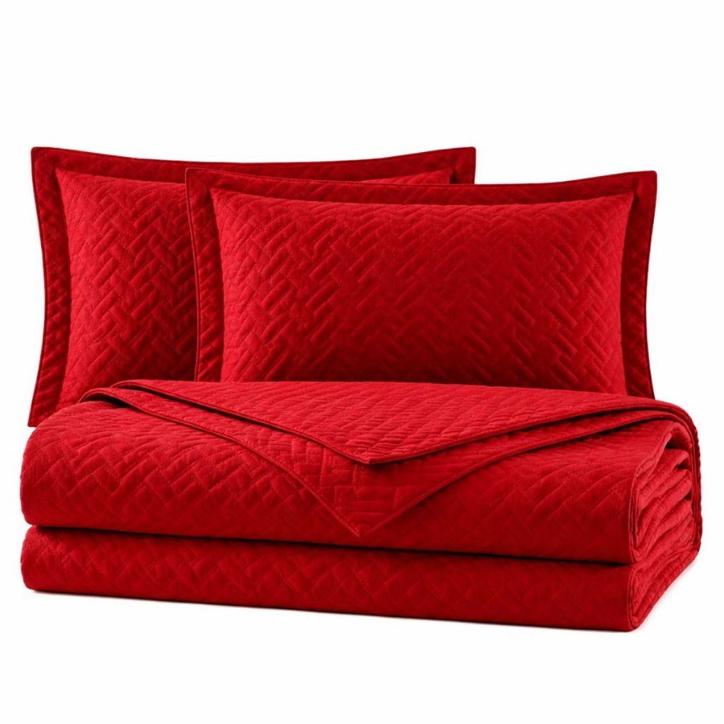 Colcha Coxa Cocha Cobre Leito Jogo Roupa Cama Casal 3 Pçs Matelado Simples Quarto Vermelho Macio