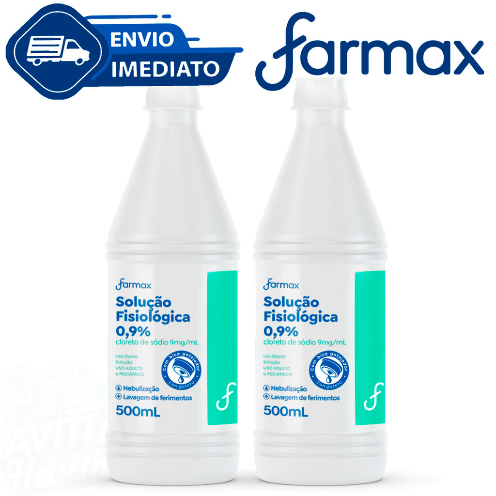 Kit C/2 Unidades Soro Fisiológico Sorimax Lavagem Nasal 0,9% 500ml Farmax Envio Imediato