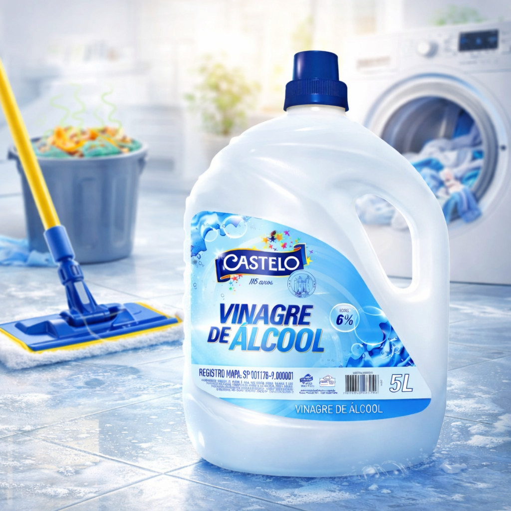 Vinagre de Álcool Castelo 6% 5L – Multiuso para Limpeza, Roupas e Remoção de Odores - 5 & 10 Litros