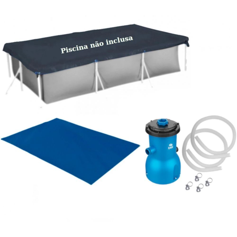 Kit Capa e Forro para Piscina Mor 3700 L + Bomba Filtrante 110v 3028 L/H (piscina Não Inclusa)