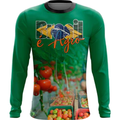 Camisa camiseta agro 90 estampa tomate, tomateiro, ceasa, o brasil é agro com Proteção UV