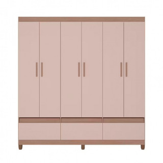 Guarda-Roupa Bartira Ilhéus com Cabideiro 6 Portas de Bater 3 Gavetas e 180cm de Largura