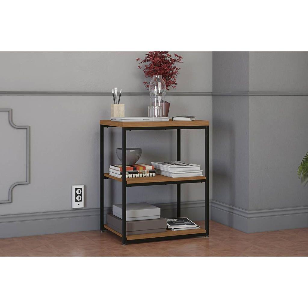 Mesa Lateral p/ Sala Industrial LI004 c/ 3 Prateleiras Freijo/Preto - Kappesberg