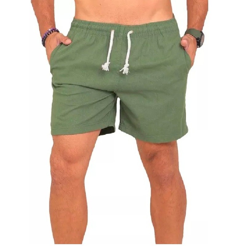Short Masculino Linho Básico Premium Lavado De Alta Qualidade Short Linho Pratico, Estiloso, Confortável, Praia PROMOÇÃO