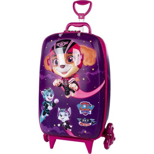 Mala Infantil Patrulha Canina 3D Rodinhas Roxa Resistente Leve Organizador Mochila Bolsa Viagem