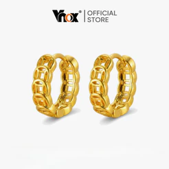 Vnox 18k Ouro Retro Cobre Moeda Moda Brincos De Argola Para Mulheres , Brinco Hipoalergênico Presente