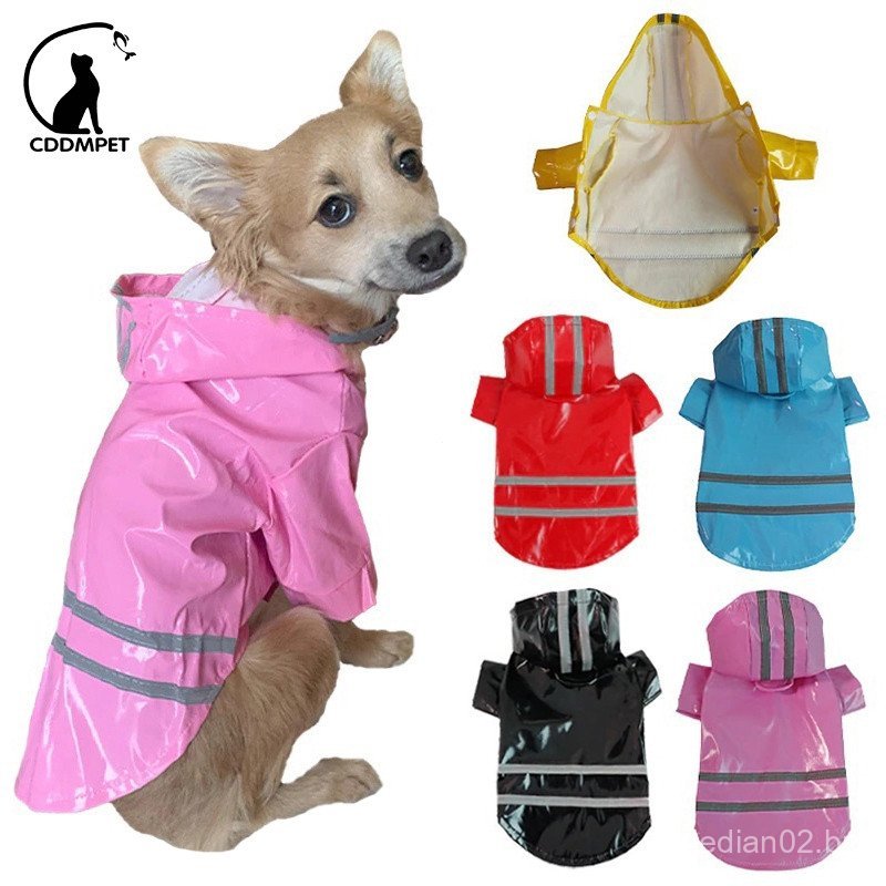 Capa De Chuva Cachorro Para Cães Pequenos Gatos PU Casaco Jaqueta Impermeável Reflexivos Com Capuz