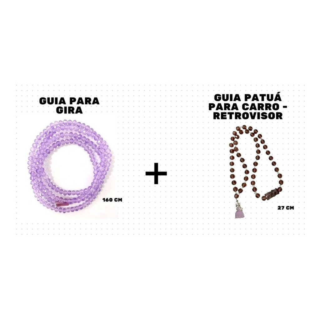 Kit Guia Nanã Buruquê + Patuá Proteção Carro Cristal 8mm  Violeta