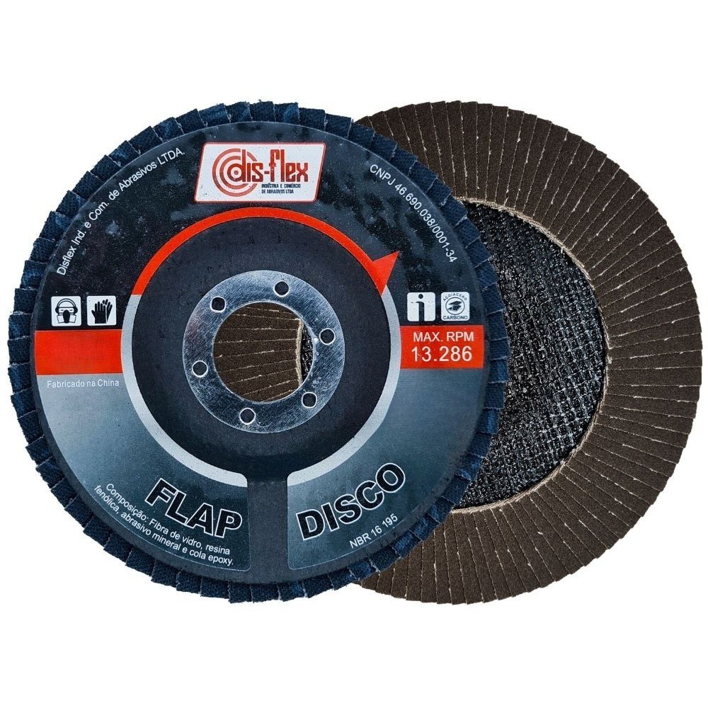 Disco de lixa flap-disc cônico 4.1/2" grão 80 - 09.007 - Disflex