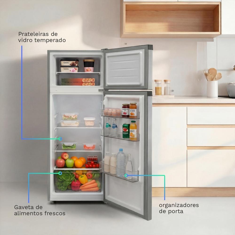 Geladeira Refrigerador HQ 230 Litros Duplex Defrost, Baixo Consumo A+++ Preto/Cinza HQ-230RDFS · foto 2