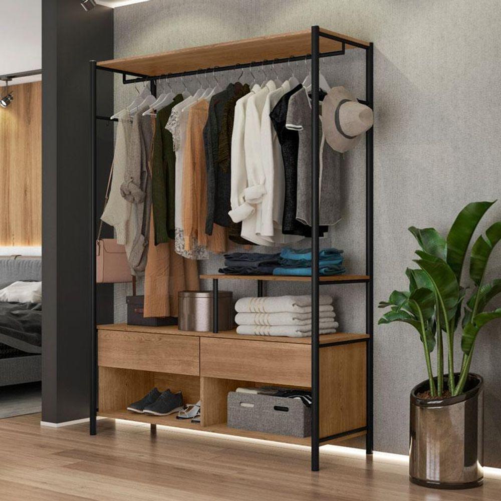 Guarda Roupa Closet Solteiro Barcelona Preto Demolição - Artefamol · foto 2