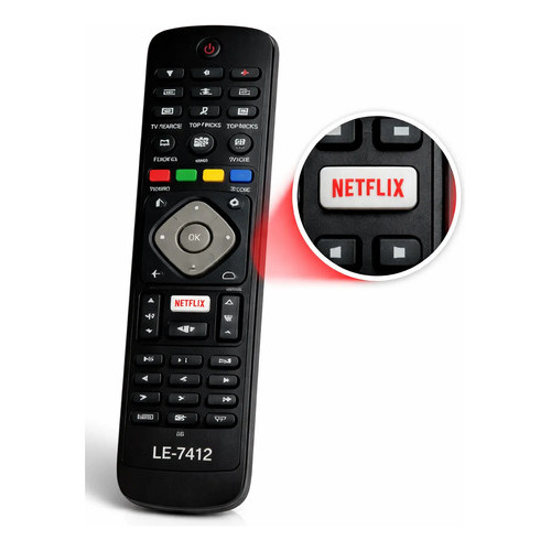Kit 3 Controle Remoto Philips Smart TV Compatível LE-7412 SKY-8049 Netflix LCD LED Pronto Uso