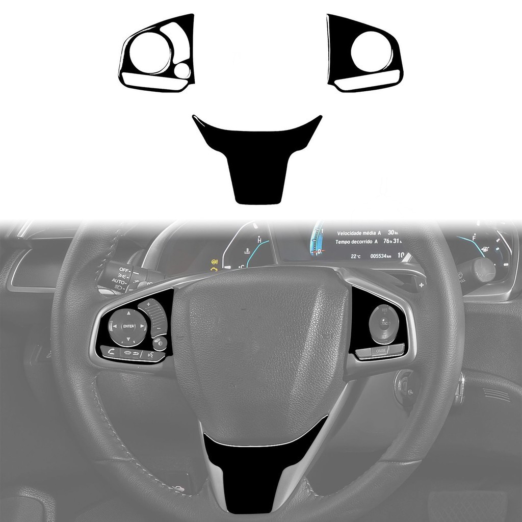 Adequado para modelos Honda16-19 Décima Geração Civic Painel de botão do volante Piano Preto Peças de modificação do Int