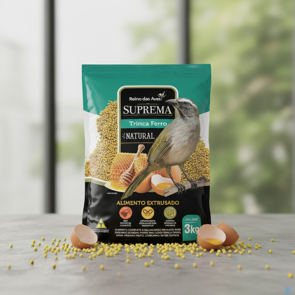Ração Suprema Trinca Ferro Alimento Natural Extrusada 3kg - Reino Das Aves Dia Dia Promoção