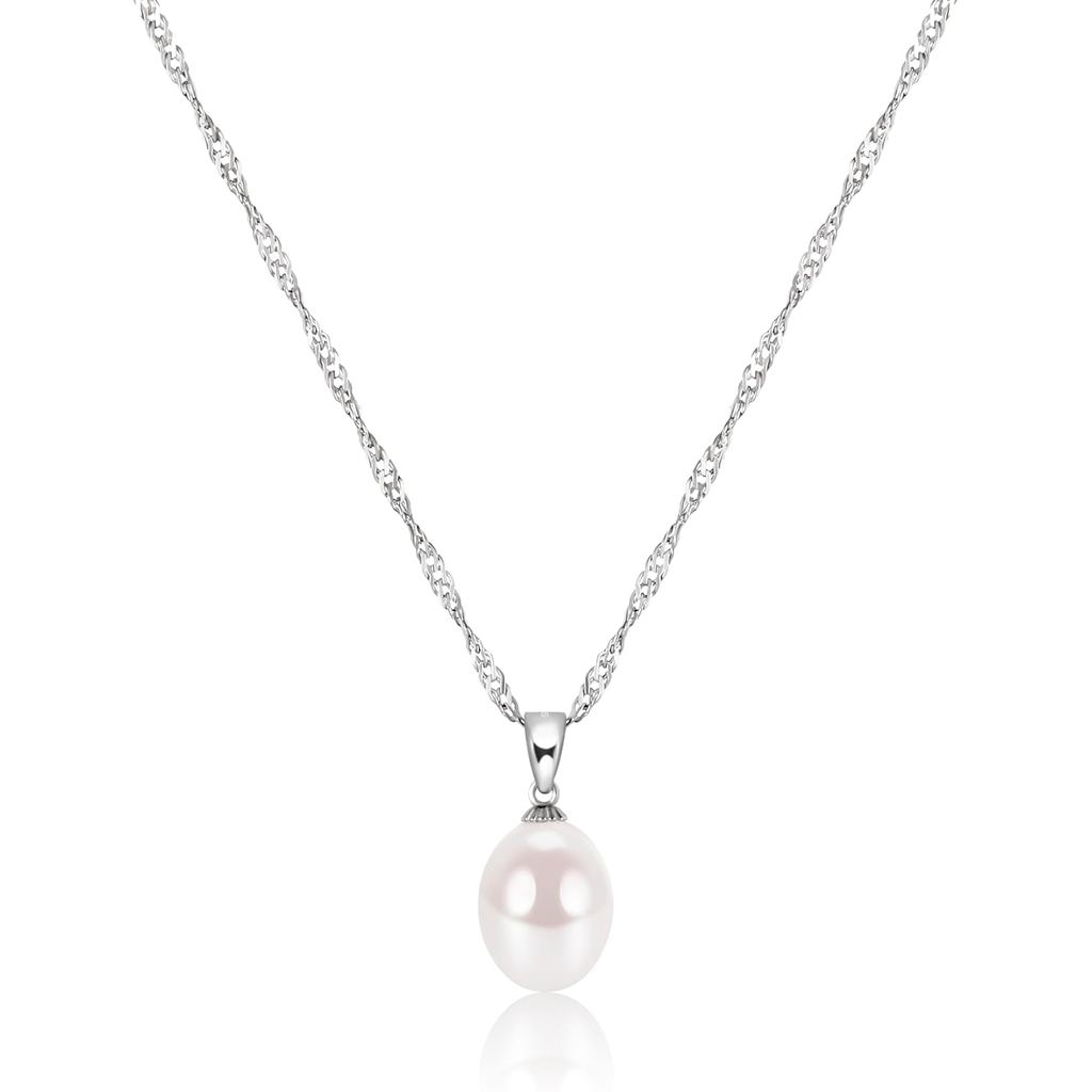 Colares de Pérolas EAMTI para Mulheres, Colar Elegante de Prata Esterlina 925 com Pérola de Água Doce Cultivada, Colar c