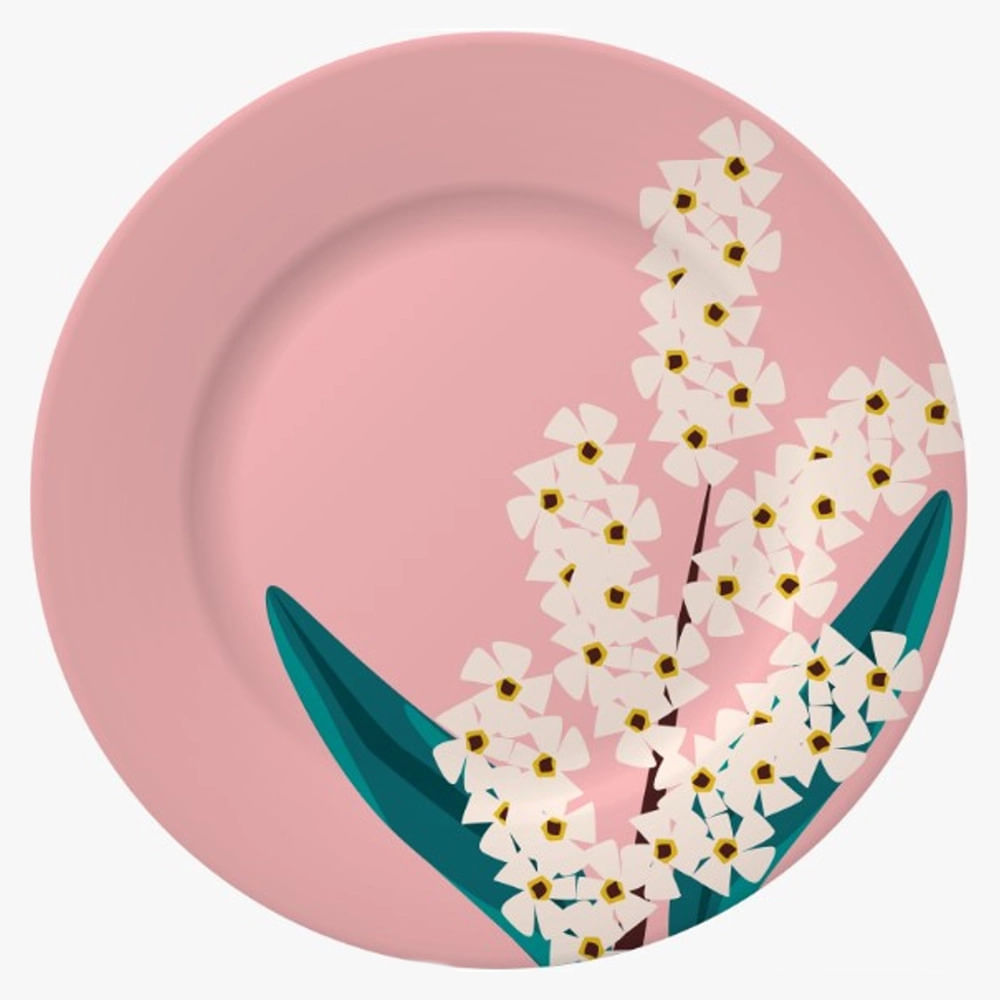 Prato de Sobremesa Cazza Garden Belle em Melamina em Oferta na Shopee