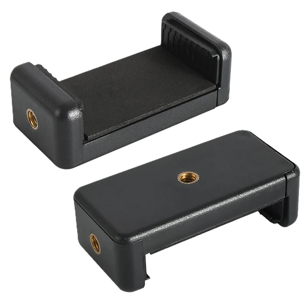 Suporte Clipe Celular Abertura Ajustável 9,5cm com Rosca 1/4 para Tripé Monopé e Ring Light Preto