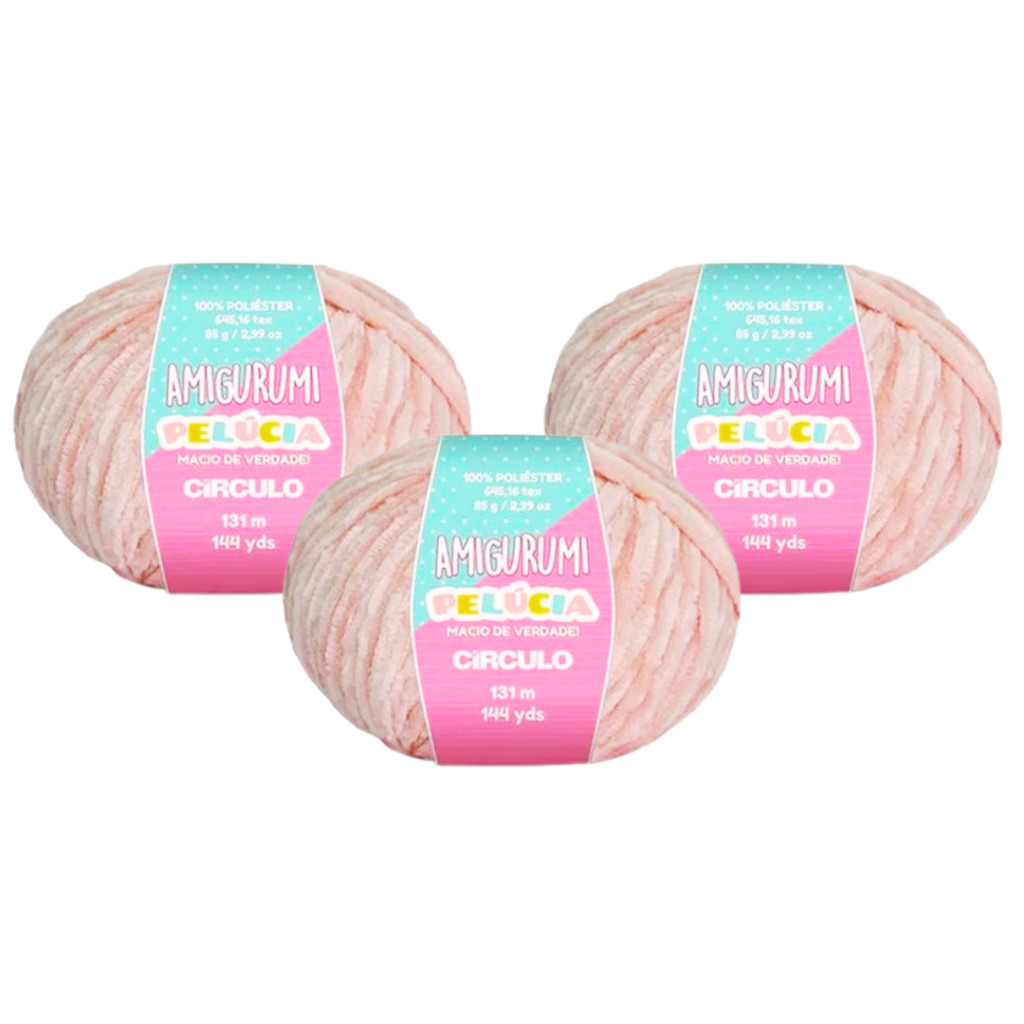 Kit 3 Linha Fio Amigurumi Pelucia Circulo - 131m/85g Novelo para Croche e Trico